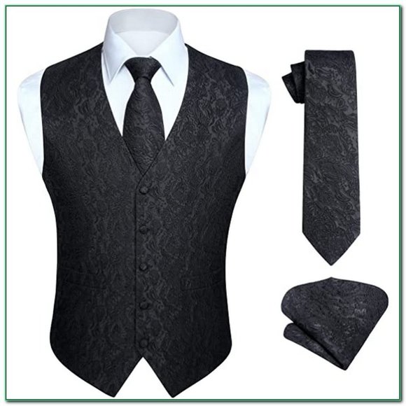 𝅺men's Paisley Floral Jacquard Suit Vest, Black-new